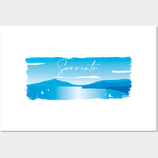 Sorrento in minimal blue Posters and Art